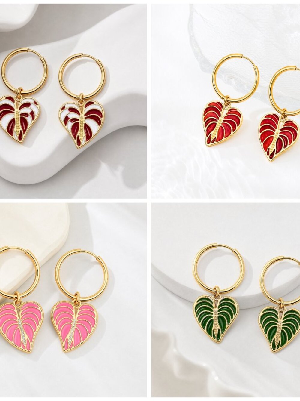 Anthurium Hoop Earrings